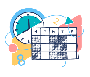 hand drawn supplemental education calendar and clock
